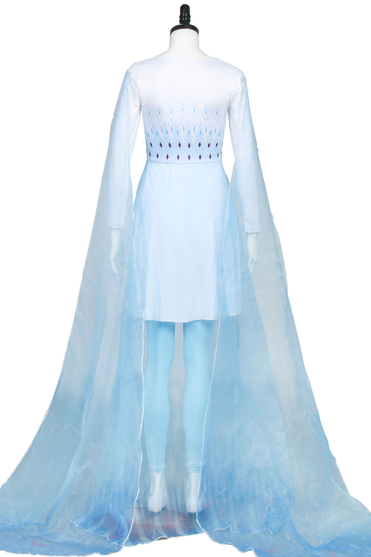 Disney Frozen 2 Elsa Ahtohallan Cave Queen White Blue Gown Dress Halloween Cosplay Costume-Takerlama