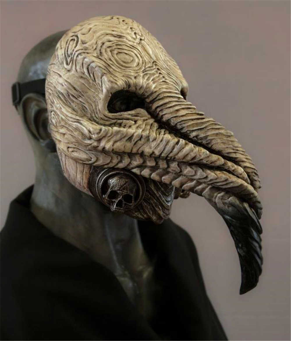 Medieval Steampunk Black Death Plague Doctor Bird Beak Halloween Full Face Cosplay Mask Takerlama