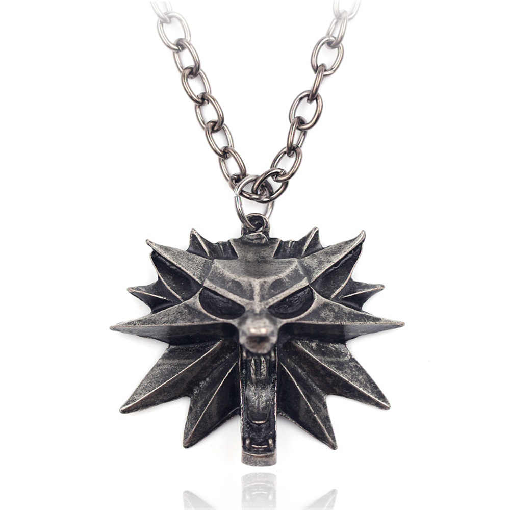 Game The Witcher 3 Medallion Halloween Pendant Wizard Geralt of Rivia Wolf Head Necklace Gift Props Accessories-Takerlama