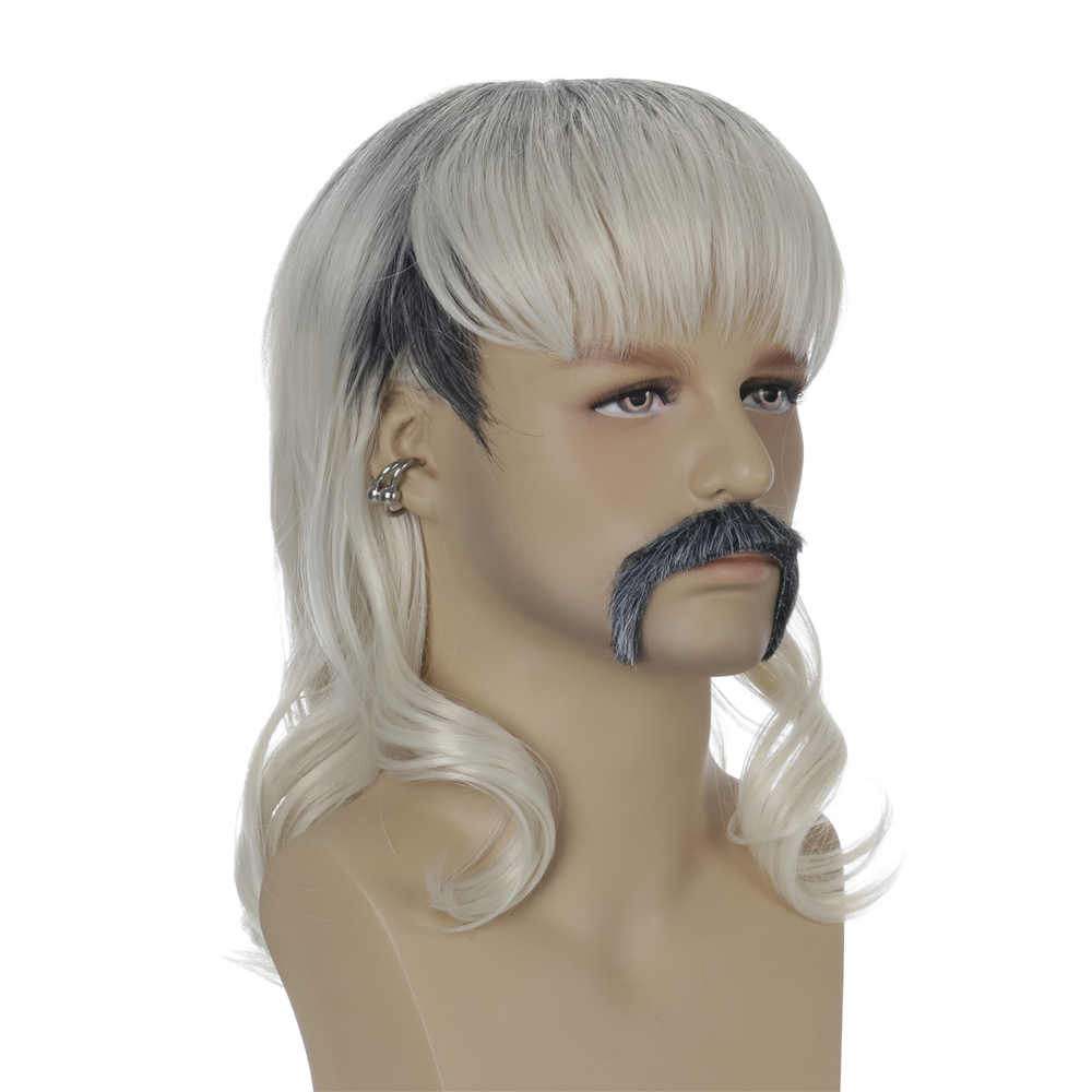 Men's Tiger King Joe Exotic Trainer Halloween Cosplay Costume Wig Synthetic Hair With Goatee Earings-Takerlama
