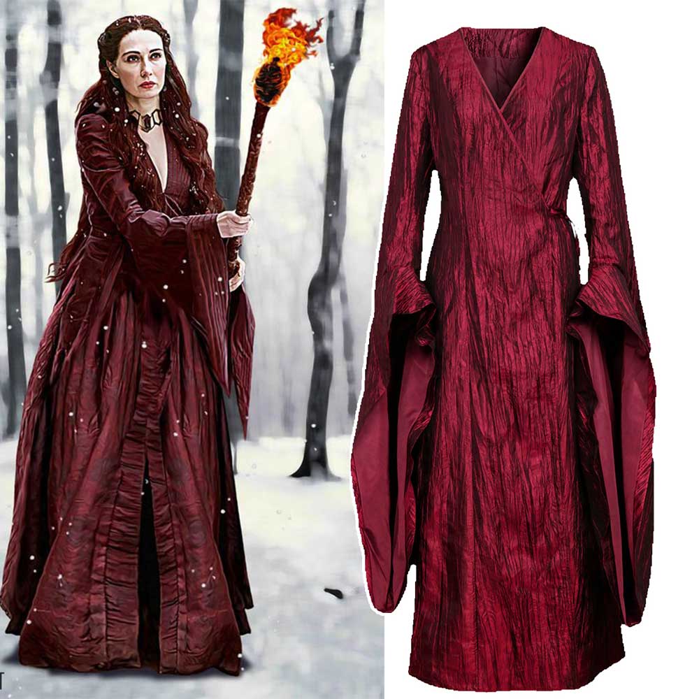 Game of Thrones Season 8 The Final Season Melisandre Halloween Cosplay Costume Red Dress-Takerlama
