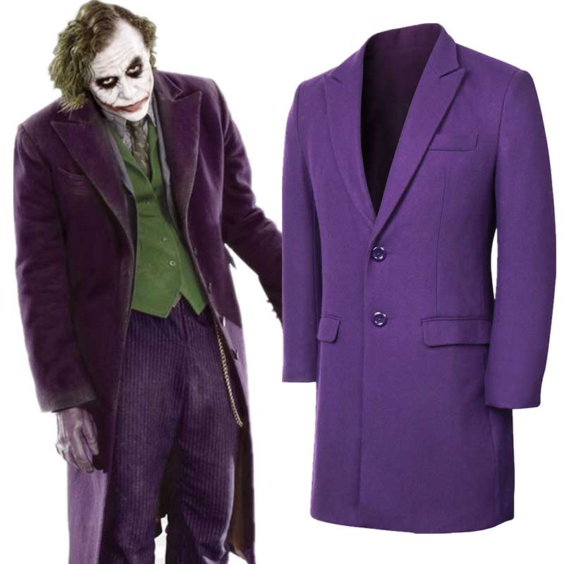 Heath Ledger Joker Purple Cosplay Suit Overcoat Batman The Dark Knight ...