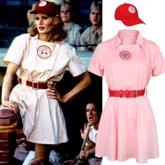 A League of Their Own Pink Dress Rockford Peaches Cosplay Costume AAGPBL Women Baseball Cap