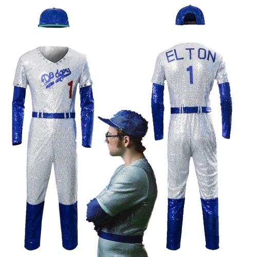 Rocketman Elton John Dodgers Baseball Uniform Cosplay Costume- Skycostume