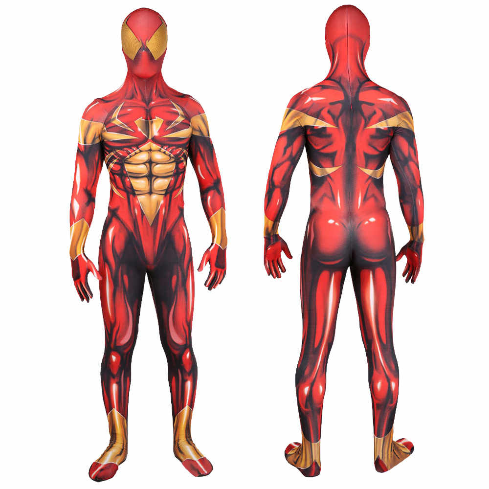 Iron Spider-Man Cosplay Costume Superhero Golden Jumpsuit Zentai Suit Bodysuit-Takerlama
