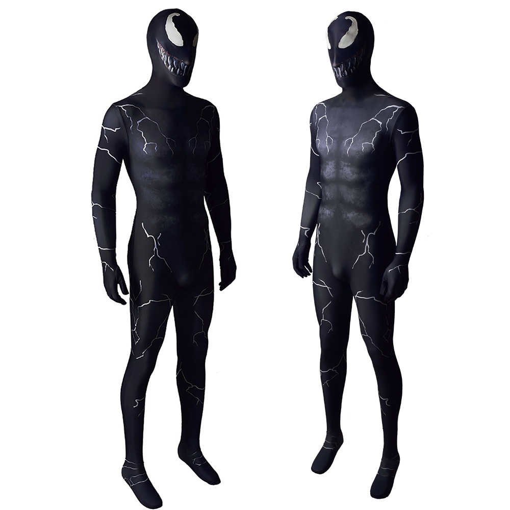 Venom Edward Brock Zentai Suit Symbiote Cosplay Costume JumpSuit For Adult & Kids-Takerlama