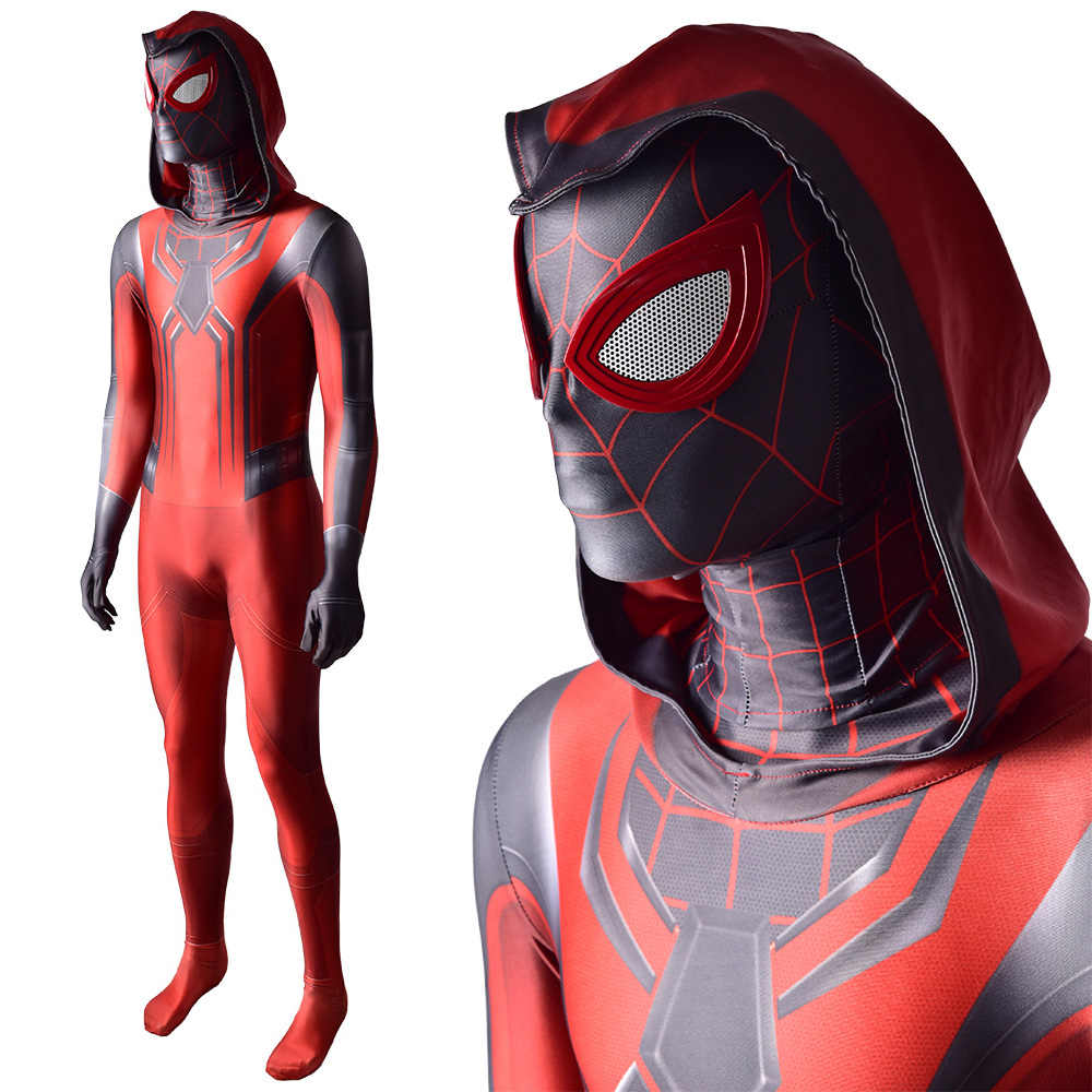 Cirmson Cowl Justine Hammer Suit Marvel's Spider-Man Miles Morales Cosplay Costume Adult Kids Gifts Superhero Leotard-Takerlama