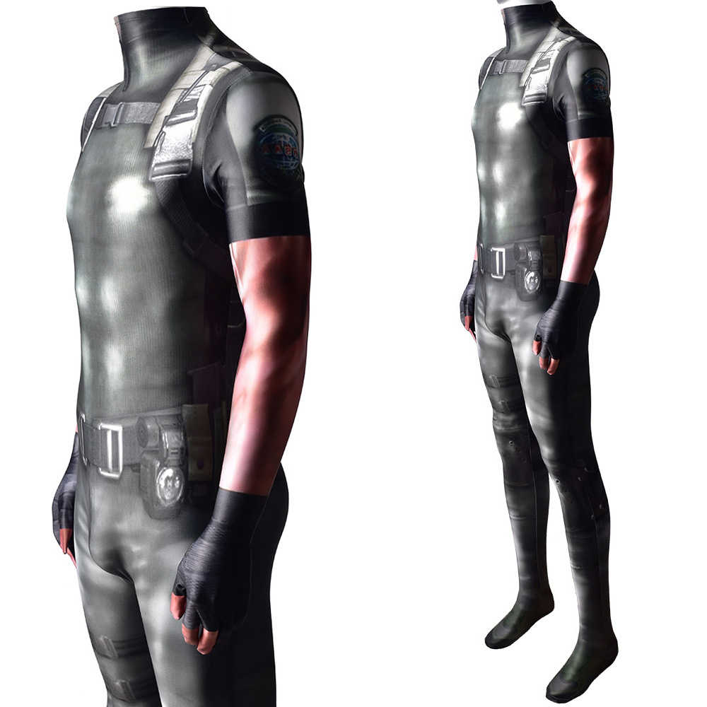 Game Resident Evil 5 Chris RedField Zentai Suit RE5 Cosplay Costume -Takerlama