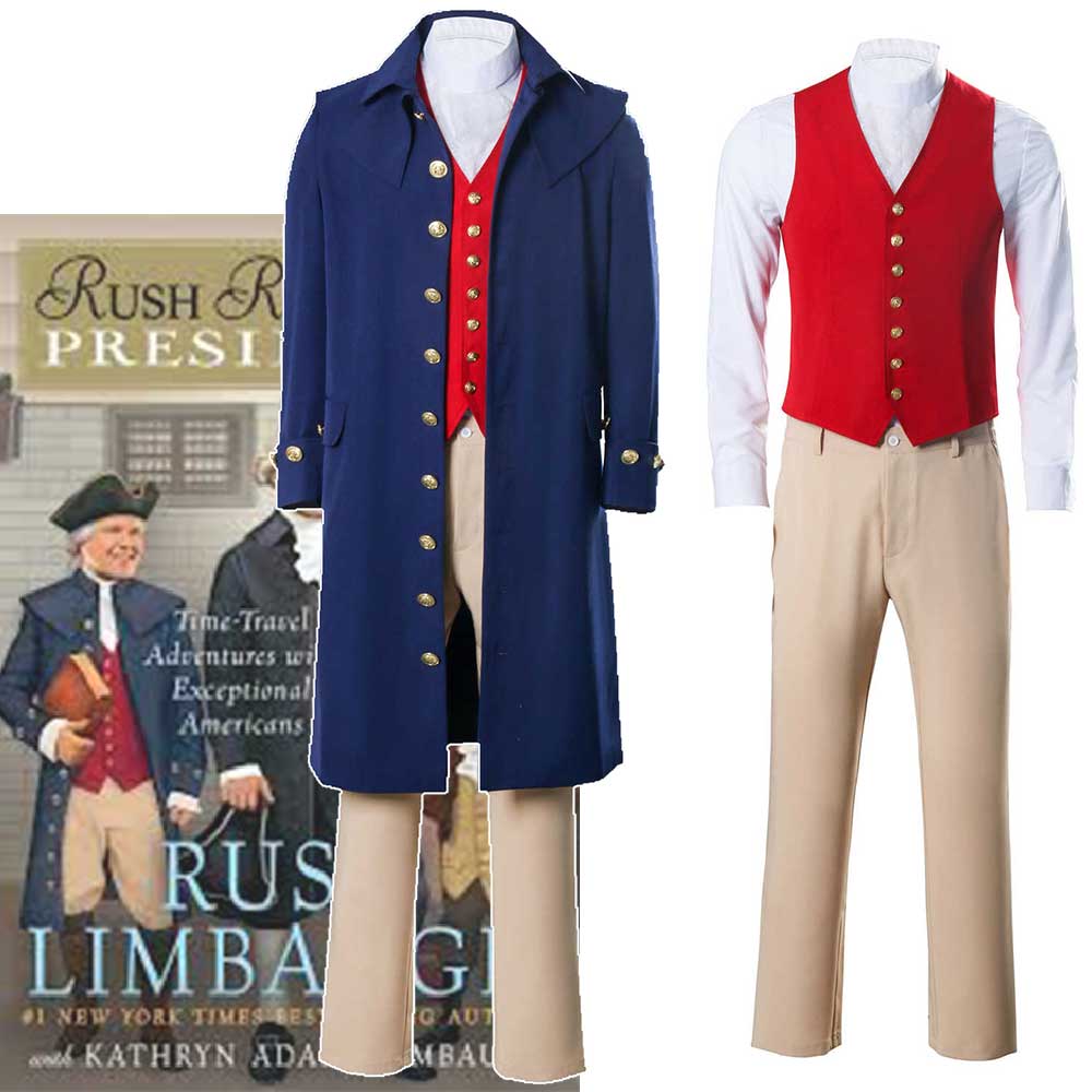 Retro Rush Revere Patriot Costume in Washington Period USA Jacket Skirt Pants Vintage Outfits-Takerlama