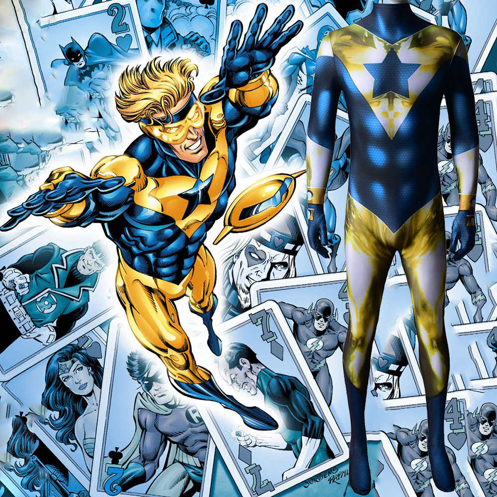 DC Comics Superhero Justice League Booster Gold Michael Jon Carter Superhero Cosplay Costume-Takerlama