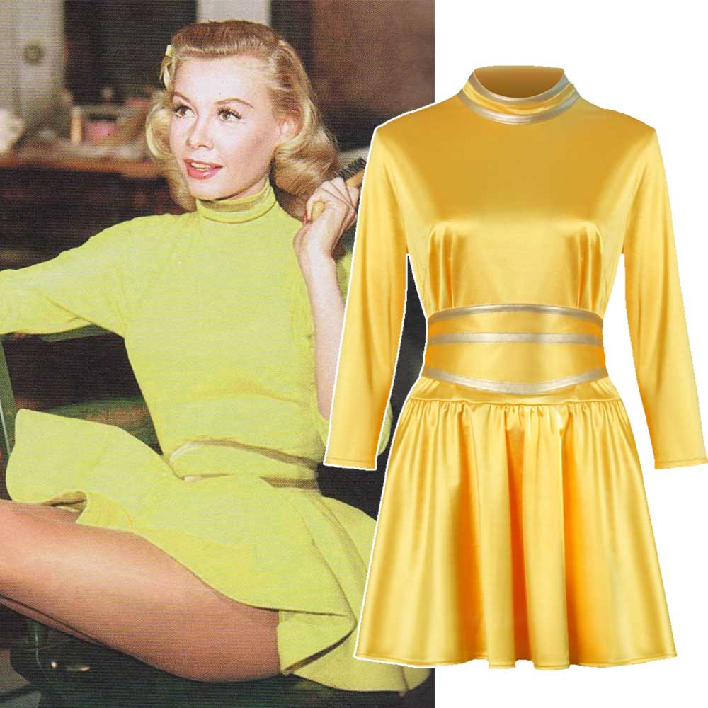 Movie White Christmas Betty Haynes Costumes Yellow Dancing Dress with Shorts Long Sleeve Vestidos Woman Xmas Party Prom Clothing Gift-Takerlama
