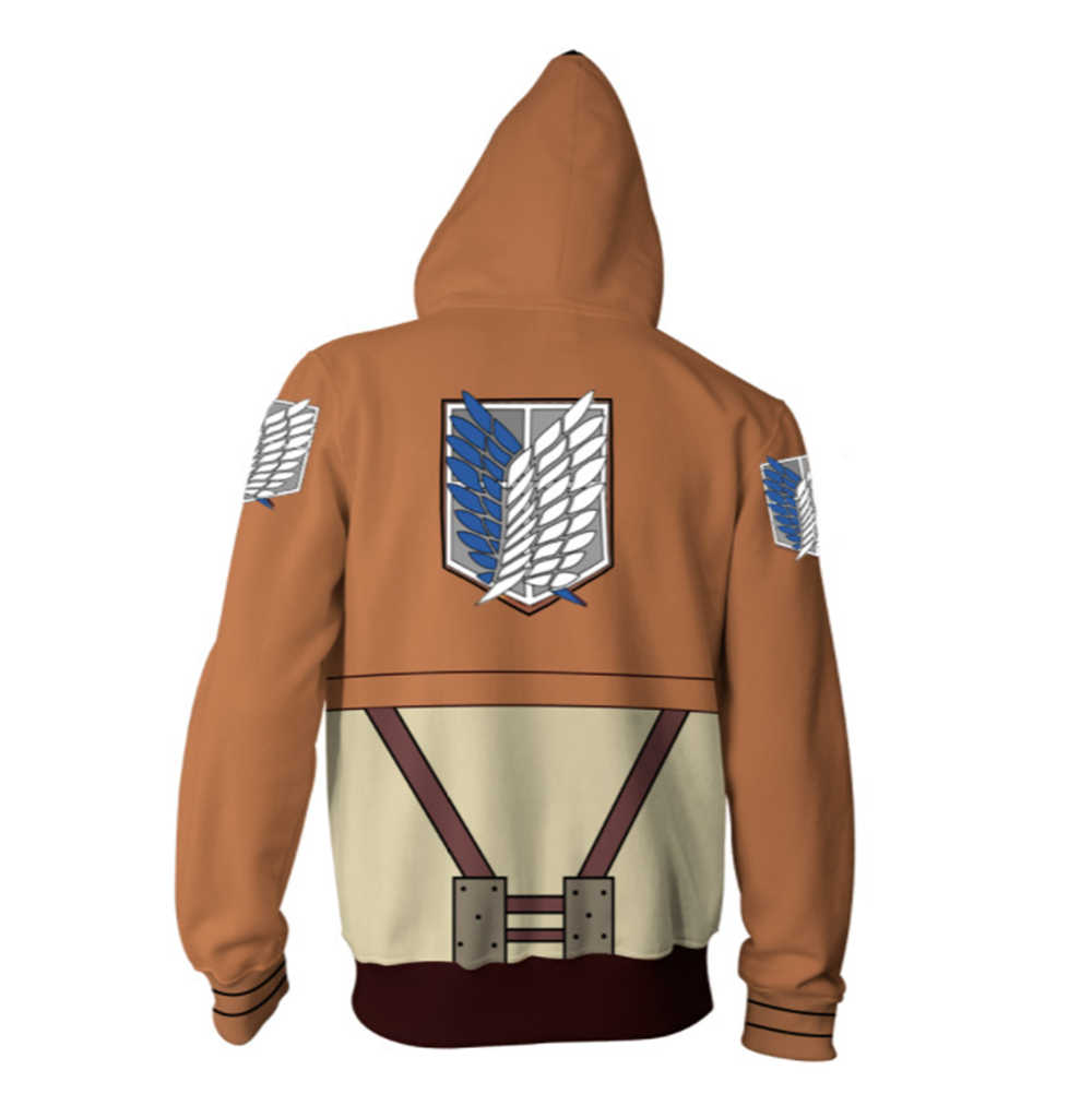 Unisex Attack On Titan Survey Corps Wings of Freedom Hooded Sweatshirt Pullover Coat Tops-Takerlama