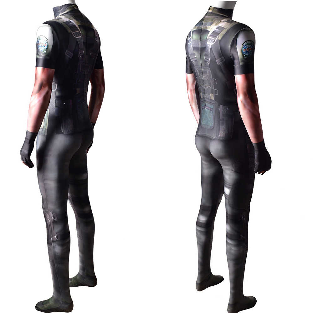 Game Resident Evil 5 Chris RedField Zentai Suit RE5 Cosplay Costume -Takerlama