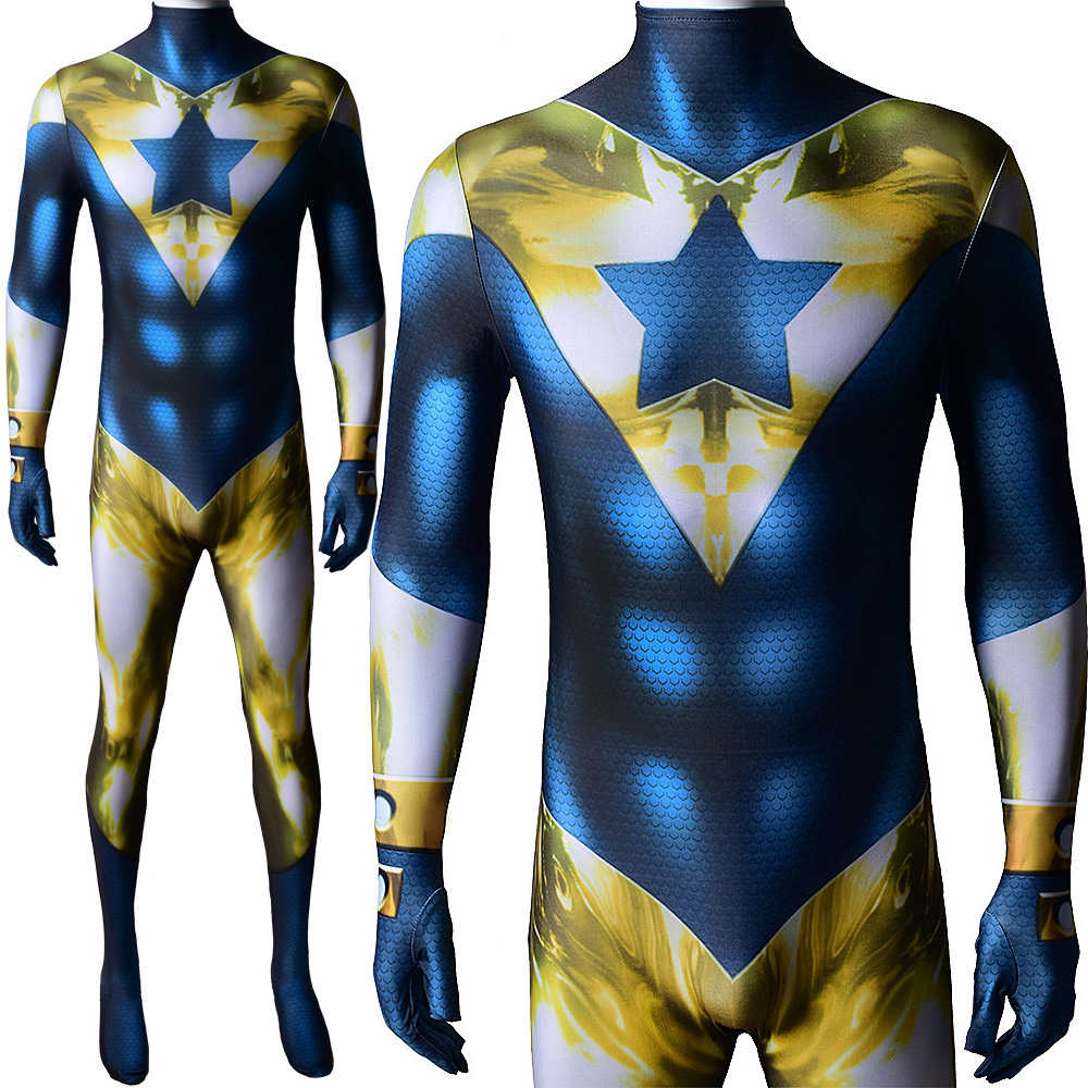 DC Comics Superhero Justice League Booster Gold Michael Jon Carter Superhero Cosplay Costume-Takerlama