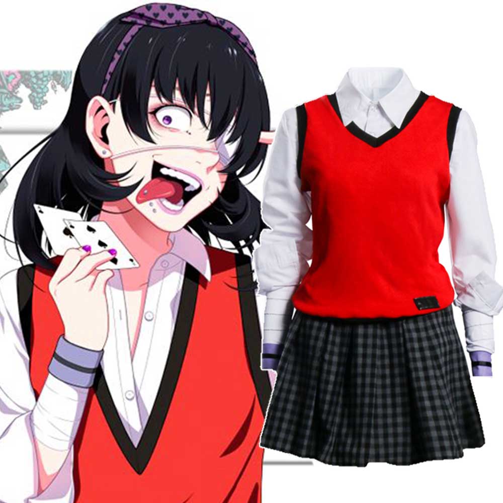 Anime Kakegurui Compulsive Gambler Midari Ikishima Cosplay Costume School Uniform Outfits-Takerlama