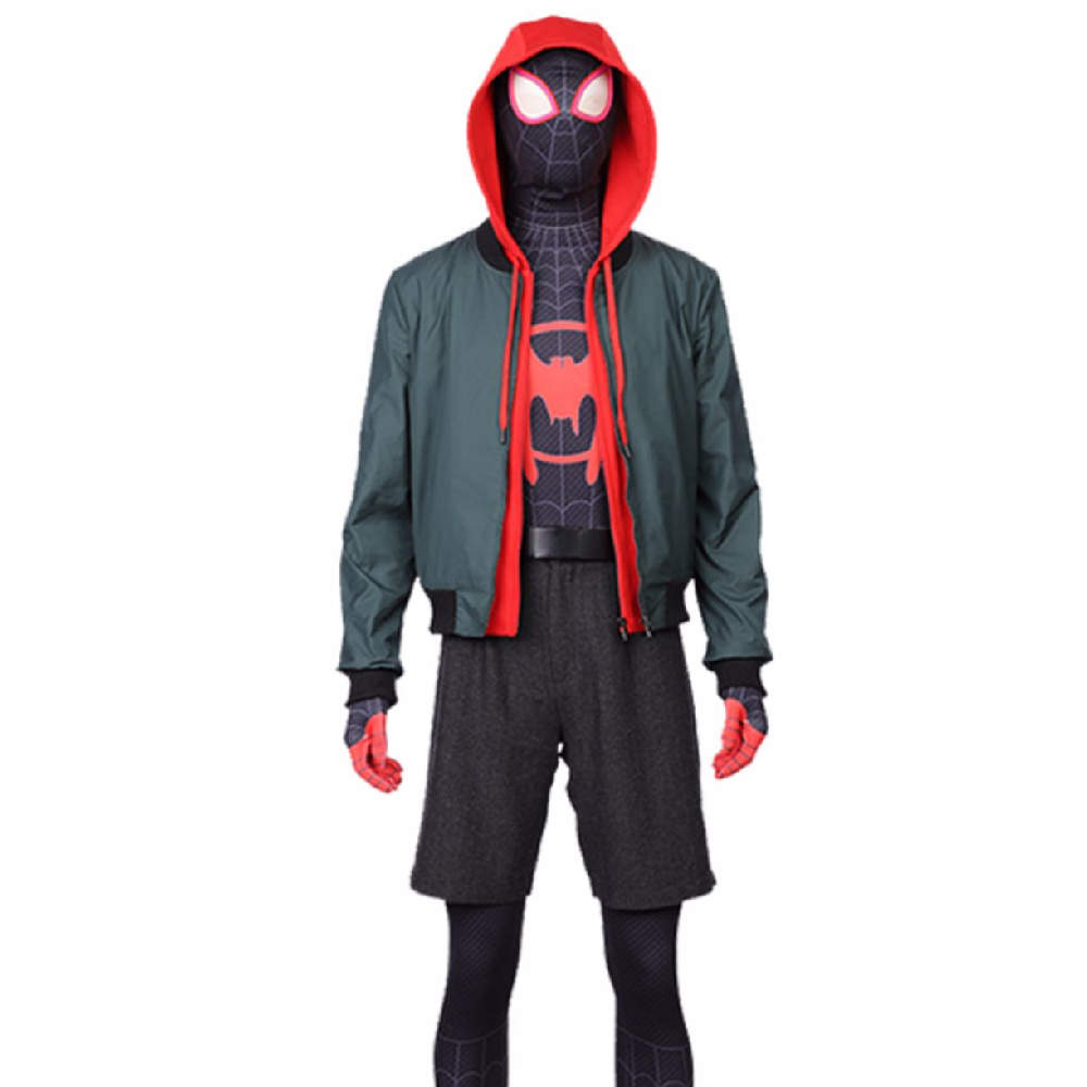  Spider-Man Into the Spider-Verse Miles Morales Cosplay Costumes Adult Jmpsuit Waistcoat Jacket Pants-Takerlama