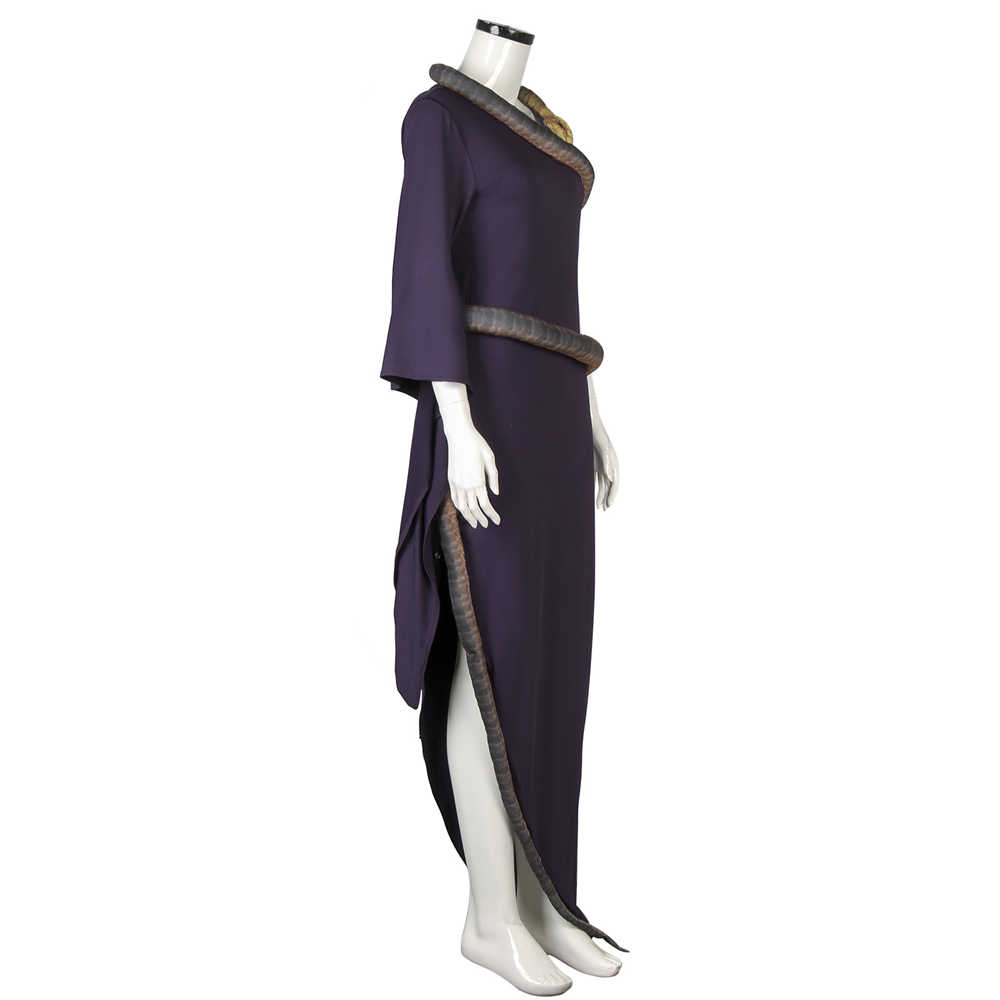 Adult The Witches Grand High Witch Anne Hathaway Purple Long Dress With Snake Replica-Takerlama