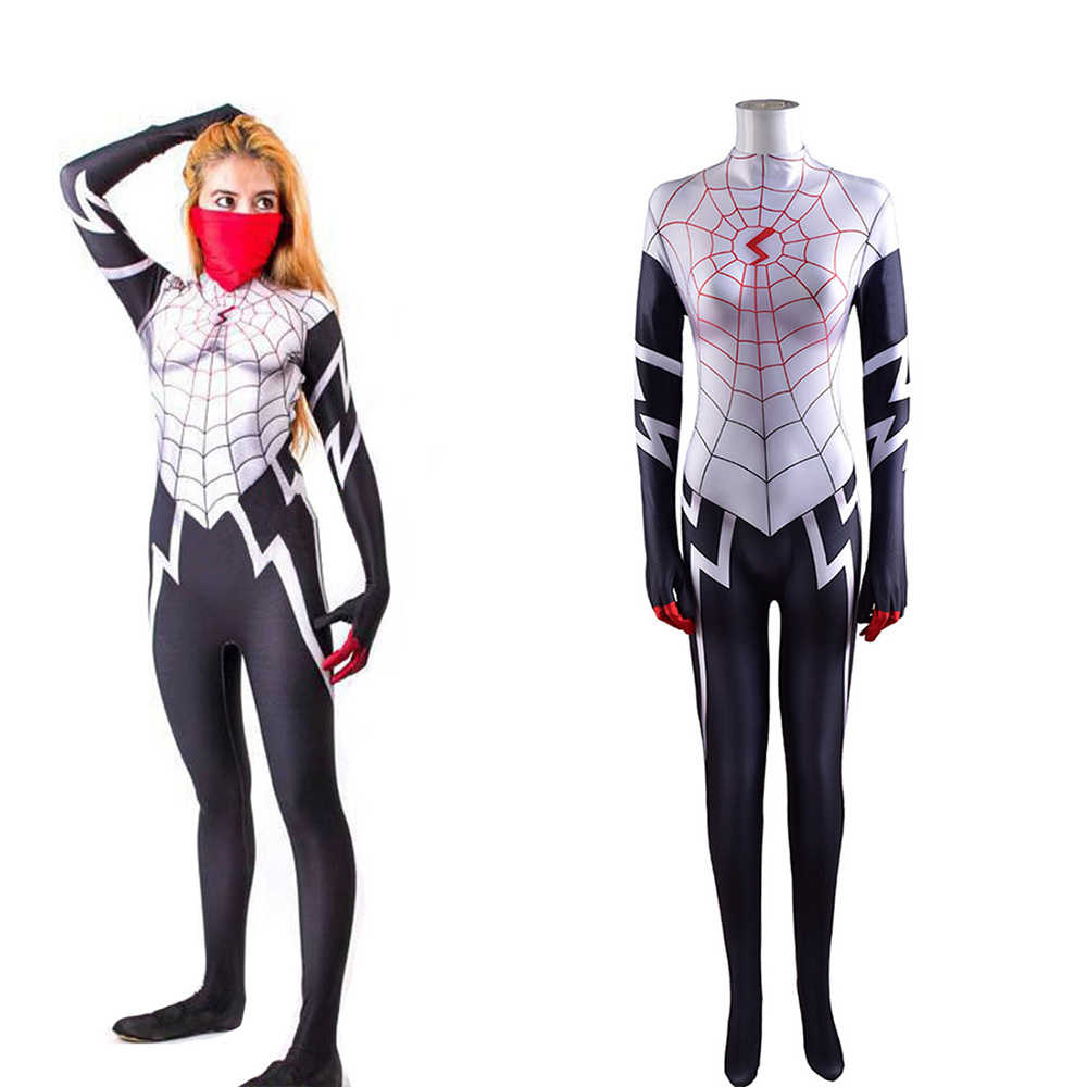 Silk Cindy Moon Spider-man Cosplay Costumes Kids Adults Superhero Zentai Su...