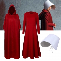 The Handmaid's Tale Cosplay Costume  Offred Red Dress Shawl Cloak