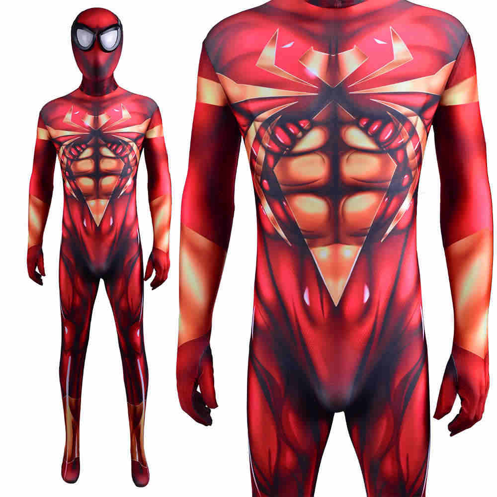 Iron Spider Suit Superhero Adult Spiderman Cosplay Costume Mask Avengers: Infinity War-Takerlama