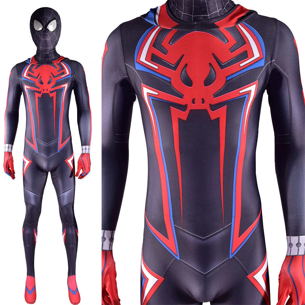 Spider-Man Miles Morales 2099 Hooded Cosplay Costumes Full Face Mask Adult Kids-Takerlama