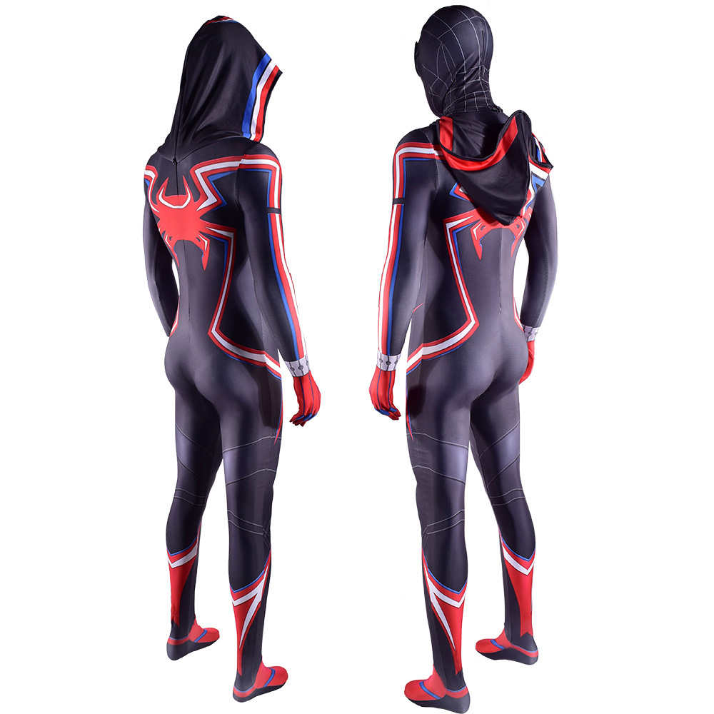Spider-Man Miles Morales 2099 Hooded Cosplay Costumes Full Face Mask Adult Kids-Takerlama
