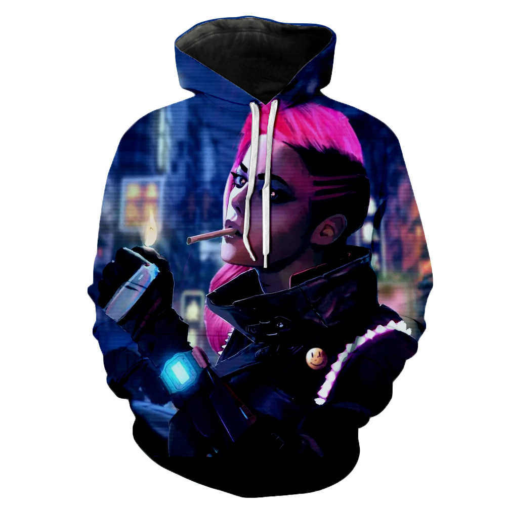Game Cyberpunk 2077 Poster Pullover Sweatshirt Samurai V 3D Print Hoodies With Pocket-Takerlama
