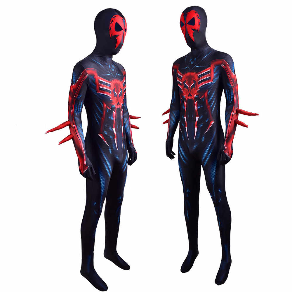 Cyberpunk Spider-Man 2099 Miguel O'Hara Costume With Detachable Mask Superhero Leotard Men Kids Women-Takerlama