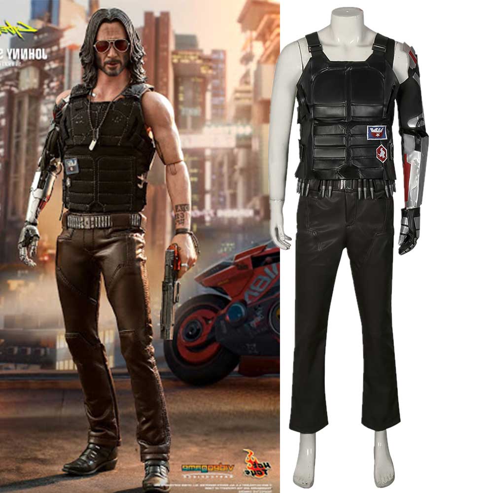 Game Leather Cyberpunk 2077 Cosplay Costumes Johnny Silverhand Full Suit Vest Gloves Pants -Takerlama