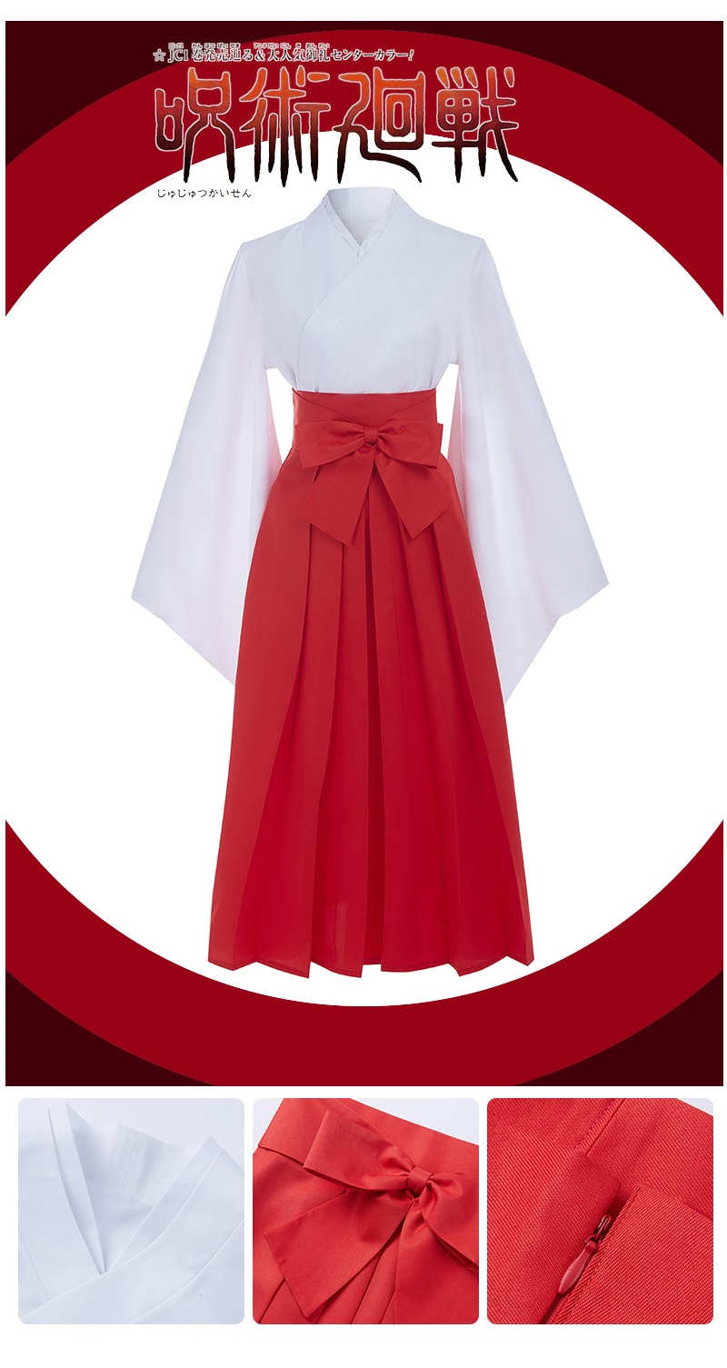 Anime Jujutsu Kaisen Iori Utahime White Red Cosplay Costume Dress Tops Kimono Uniform Adults-Takerlama