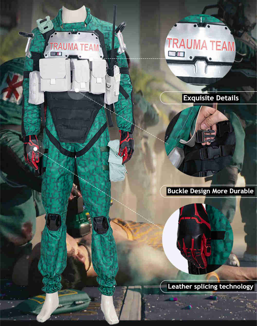 Game Cyberpunk 2077 Trauma Team Full Set Cosplay Costumes Jumpsuit Adult -Takerlama