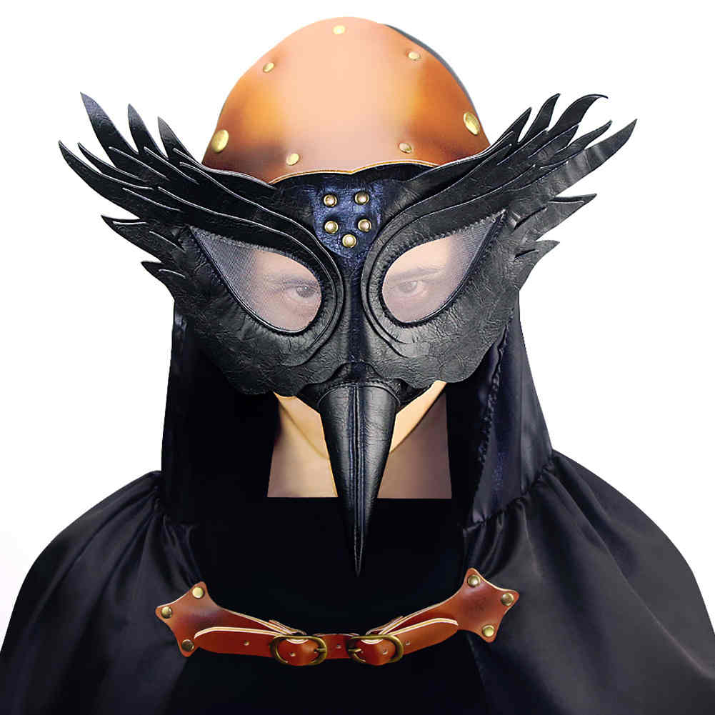 Medieval Steampunk Black Death Plague Doctor Bird Beak Mask Takerlama