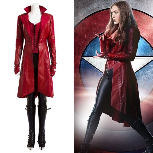 Captain America Civil War Scarlet Witch Wanda Maximoff Cosplay Costume Red Dress