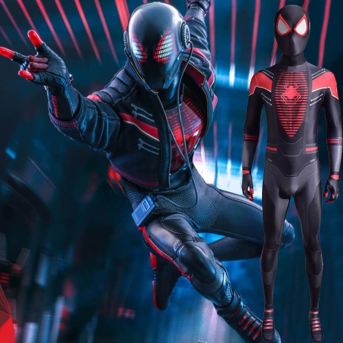 Spiderman Miles Morales PS5 2020 Variant Suit Cosplay Costume Adult Kids