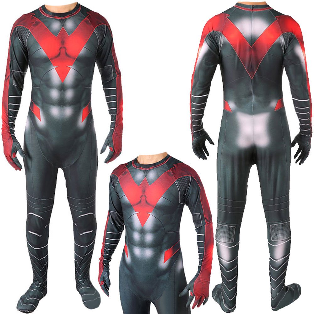 Teen Titans Nightwing Red Body Suit Cosplay Costume Adult Kids