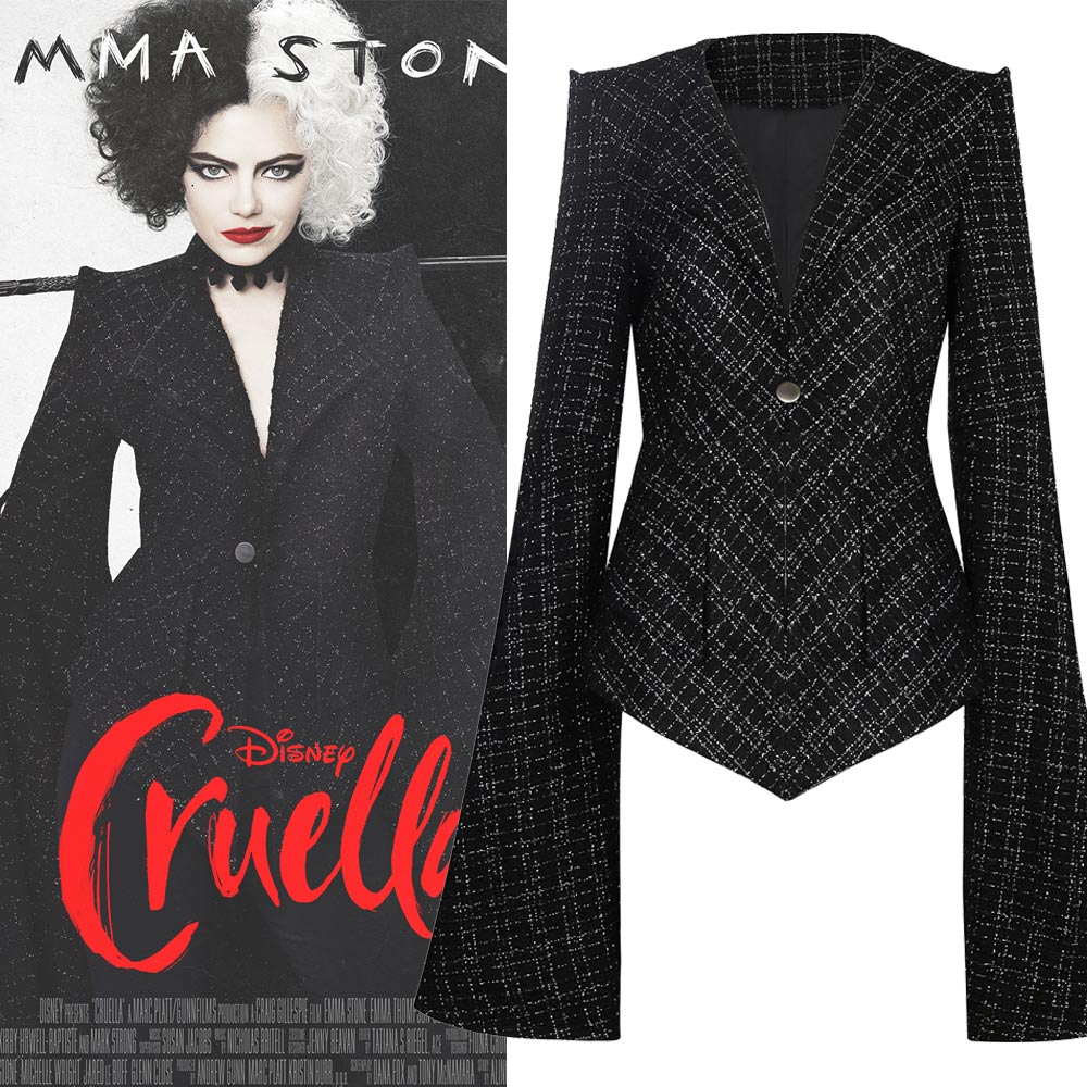 2021 Cruella De Vil Emma Stone Black Coat