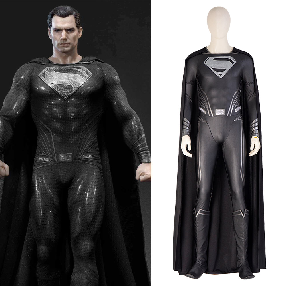 2021 Justice League Superman Black Suit Cosplay Costume