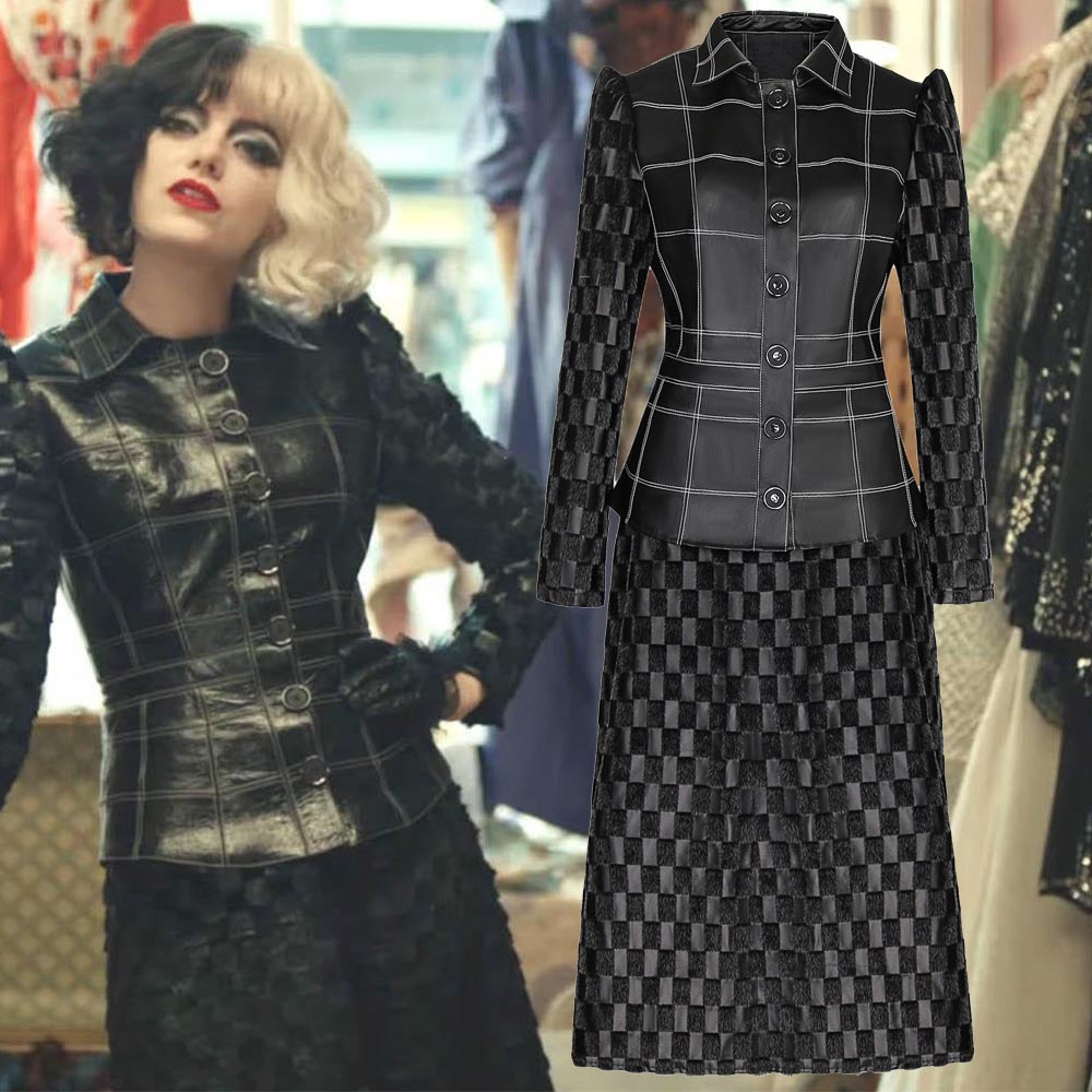 Cruella 2021 Emma Stone Black Wool Coat