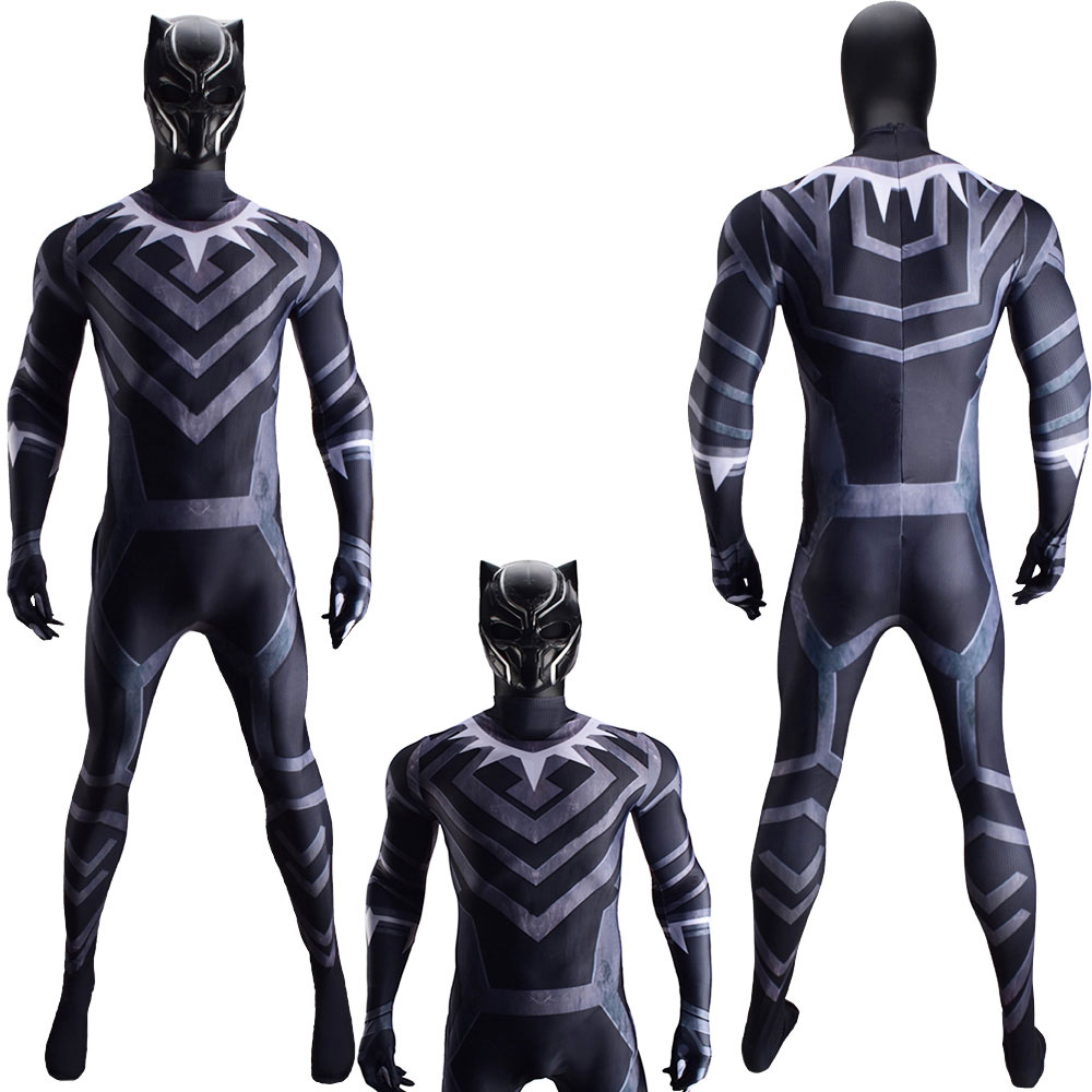 Captain America: Civil War Black Panther T'Challa Cosplay Costume Adult Kids
