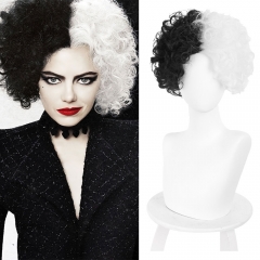 Cruella De Vil Cosplay Wig Emma Stone Hair Props (Ready to Ship)