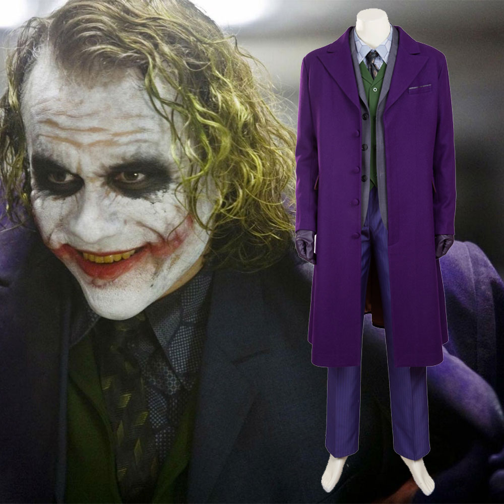 Batman Dark Knight Rise Joker Heath Ledger Purple Suit Arthur Fleck Halloween Cosplay Costume 