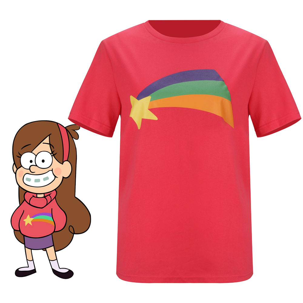 Mabel Pines Fitted T-Shirt Gravity Falls Shooting Star Pink Costume Adult Gift-Takerlama