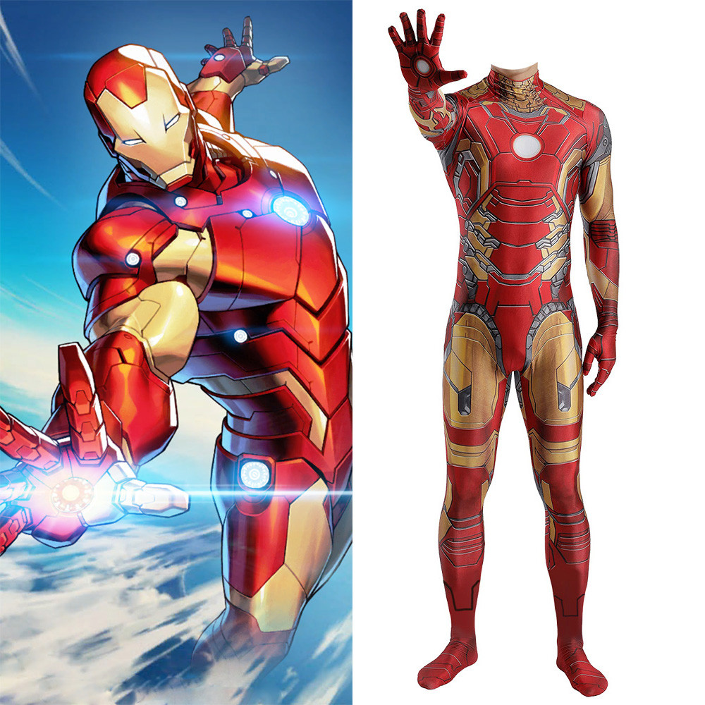 Men Iron Man Costume The Avengers Tony Stark Jumpsuit Adults Kids Takerlama