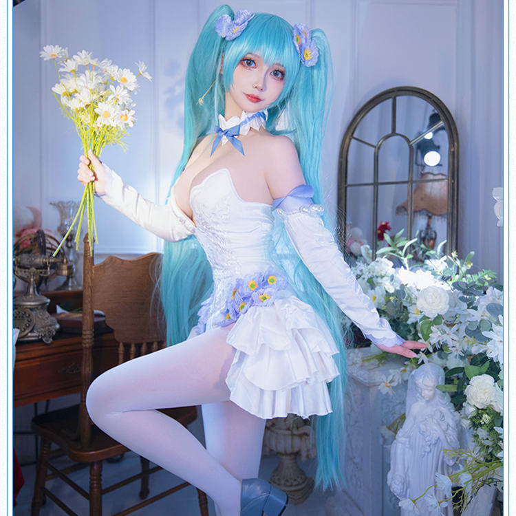 Vocaloid Hatsune Miku Costume Flower Fairy Nemophila Green Cosplay Outfits-Takerlama