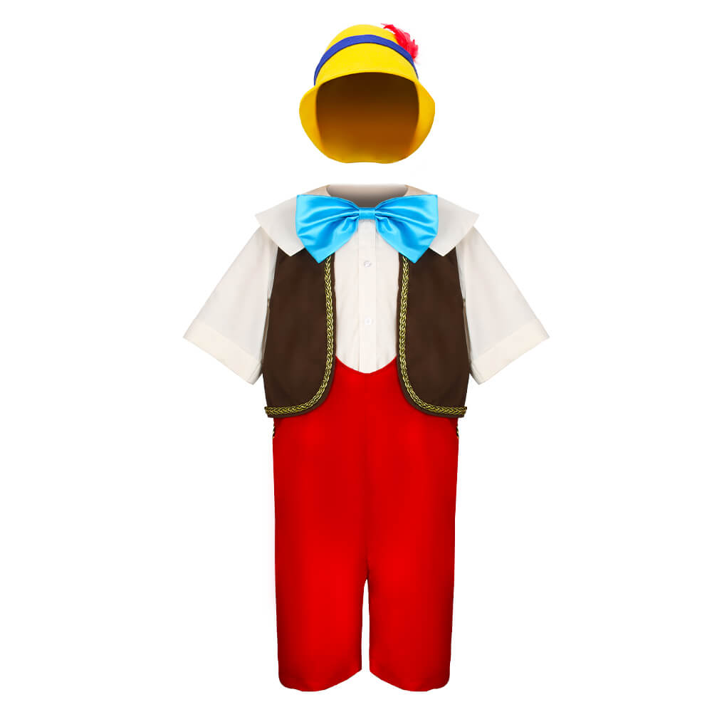 Kids Pinocchio 2022 Cosplay Costume With Hat Outfits-Takerlama