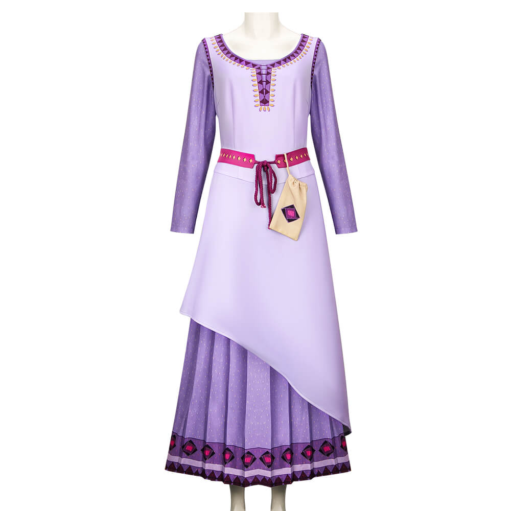 Disney Wish Asha Purple Dress Movie Cosplay Costume Women Christmas Gift Takerlama