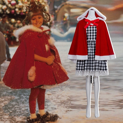 Takerlama Cindy Lou Who  Christmas Cosplay Costume Women Kids-How the Grinch Stole Christmas