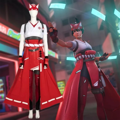 Overwatch 2 Ow2 Kiriko Red Cosplay Costume
