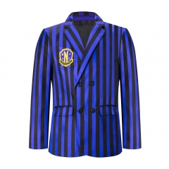 Nevermore Academy Blue School Uniform The Addams Family Costume Coat Wednesday 2022