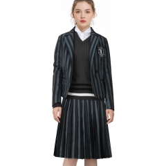 Nevermore Academy Black School Uniform Wednesday Addams Cosplay Costume Takerlama